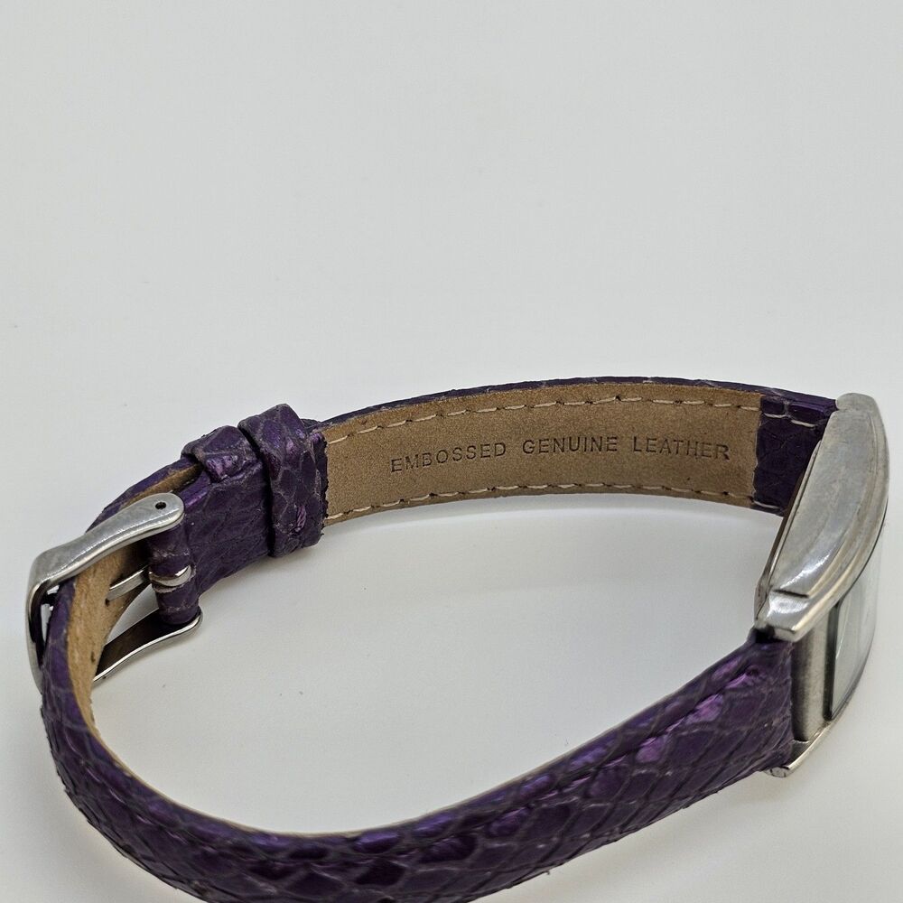 La Mer Collection Women's Watch 22MM White Dial Purple Leather Bands New Battery - Picture 13 of 14